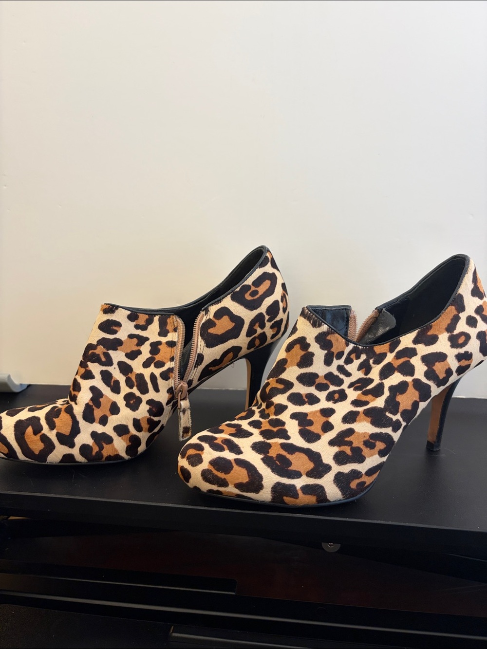 Cole Haan Leopard Print Stiletto Booties - Black/Brown/Cream